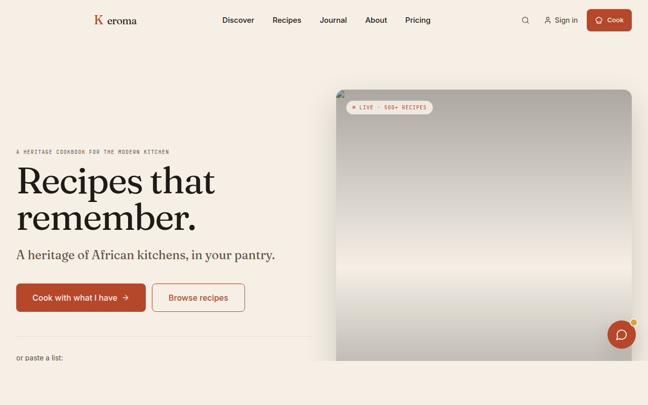 KEROMA live product screenshot